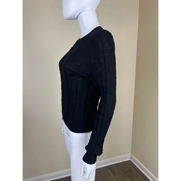 Missoni Women Size S Black Chevron Knit Cardigan Sweater Minimal Preppy Casual - Picture 14 of 16